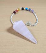 Rose Quartz Gem Dowsing Pendulum With Seven Chakra Chain  Dowser Spiritual divination