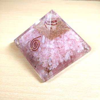 Rose Quartz Orgonite Pyramid Size - 3-3.5Inch Chakra & Reiki  Aura Cleansing 4