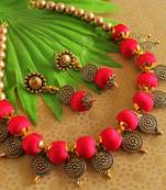 Awesome Handmade Silk Thread Red Designer Necklace Set Dj14347
