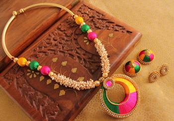 Beautiful Handmade Multicolour Silk Thread Beads Pearl Necklace Set 1