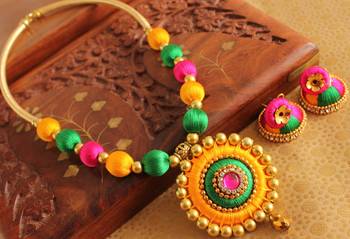 Beautiful Handmade Multicolour Silk Thread Beads Pearl Necklace Set 1