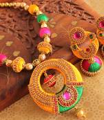 Beautiful Handmade Multicolour Silk Thread Beads Pearl Necklace Set Dj13888