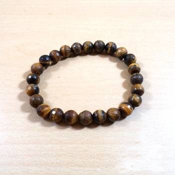 Tiger Eye Diamond Cut Bead Bracelet Size 8MM Unisex Bracelet Chakra balancing 2