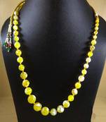 Yellow Onyx Mala Necklace Boho Beaded Necklace Faceted Onyx Necklace Fancy Necklace