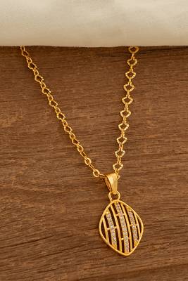 Golden chain SHORT with diamond shape pendant one gram gold 1