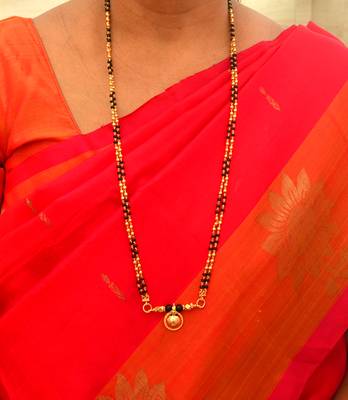 Gold agate mangalsutra medium length 30" one gram gold 1