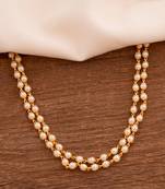 Off-white pearl double line necklace MEDIUM length one gram gold