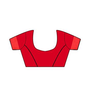 Red Woven Georgette Saree With Blouse 4
