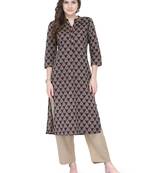 Black printed cotton cotton-kurtis