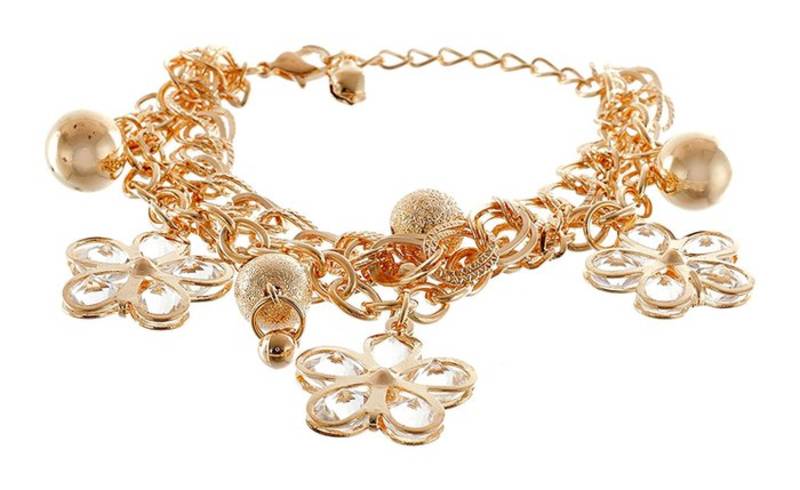gold metal charm bracelet AJB8