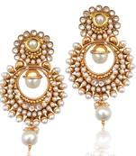 Pearl polki glowing kundan white dangler earring HSEAZ002WH