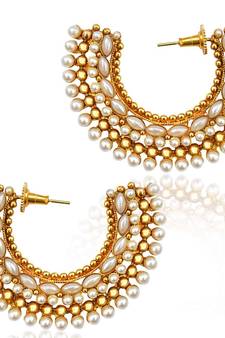 Very festive ethnic hoop bali pearl India copper bollywood earring