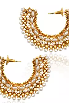 Very festive ethnic hoop bali pearl India copper bollywood earring