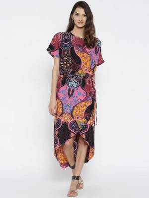 The Kaftan Company Women Multicoloured Printed Wrap Dress 1