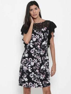 Retro Black Floral Kaftan Dress 1