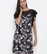 Retro Black Floral Kaftan Dress