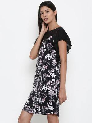 Retro Black Floral Kaftan Dress 2