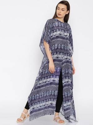 Shibori Indigo Front Open Maxi Kaftan 1