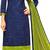 Blue & Parrot Green Cotton Embroidered & Mirror Work Salwar Suit For Women