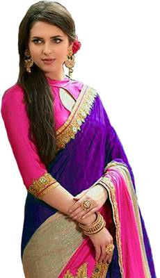 Purple embroidered lycra saree with blouse 2