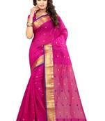 Pink printed banarasi silk saree with blouse