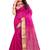 Pink printed banarasi silk saree with blouse