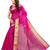 Pink printed banarasi silk saree with blouse