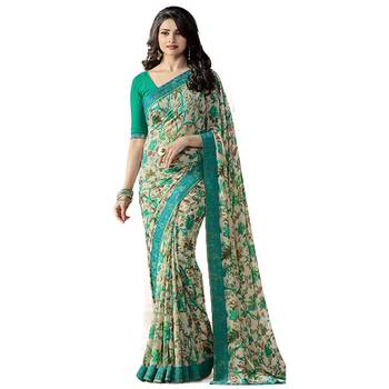 Multicolor printed georgette saree with blouse 1