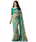 Multicolor printed georgette saree with blouse