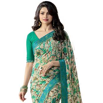 Multicolor printed georgette saree with blouse 2