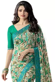 Multicolor printed georgette saree with blouse