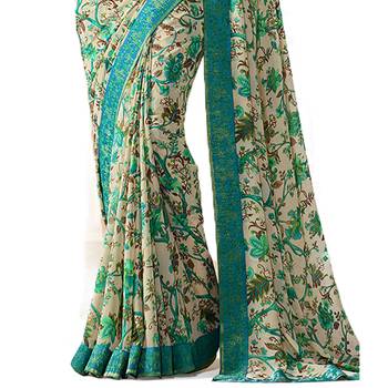 Multicolor printed georgette saree with blouse 3