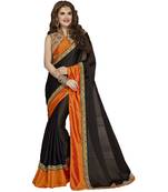 Black plain georgette saree with blouse