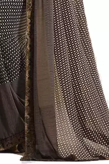 Brown printed georgette saree with blouse