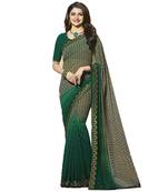 Green printed georgette saree with blouse