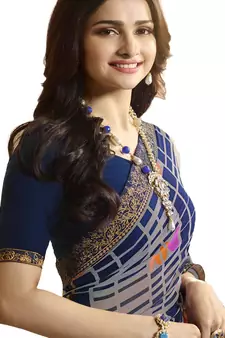 Multicolor printed georgette saree with blouse