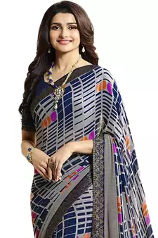 Multicolor printed georgette saree with blouse