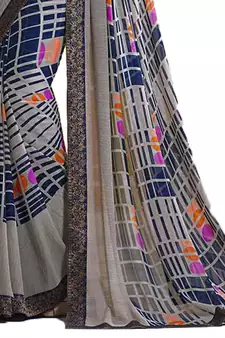 Multicolor printed georgette saree with blouse
