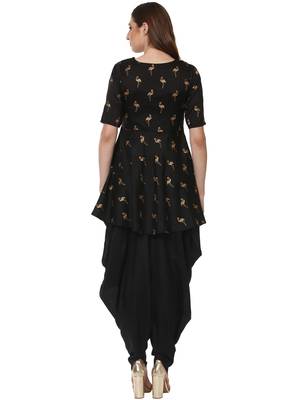 Black printed dupion silk kurtas-and-kurtis 3
