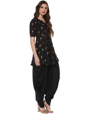 Black printed dupion silk kurtas-and-kurtis 5