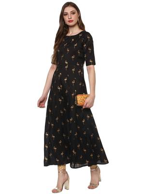 Black printed dupion silk kurtas-and-kurtis 2
