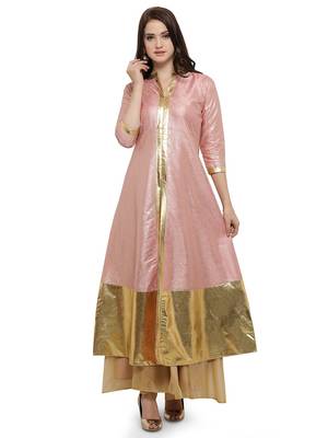 Pink printed dupion silk kurtas-and-kurtis 1