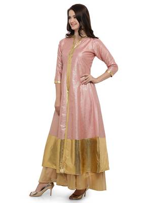Pink printed dupion silk kurtas-and-kurtis 2