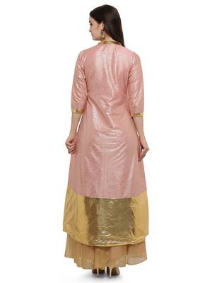 Pink printed dupion silk kurtas-and-kurtis 3