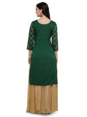 Green printed dupion silk kurtas-and-kurtis 3