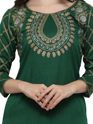 Green printed dupion silk kurtas-and-kurtis 4