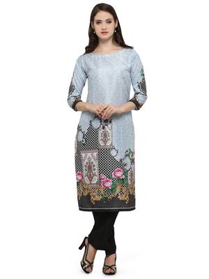 Multicolor printed dupion silk kurtas-and-kurtis 1