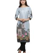 Multicolor printed dupion silk kurtas-and-kurtis