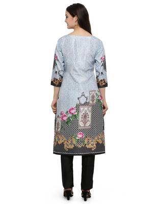Multicolor printed dupion silk kurtas-and-kurtis 3