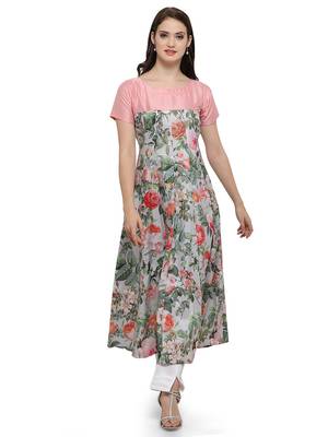 Multicolor printed dupion silk kurtas-and-kurtis 1